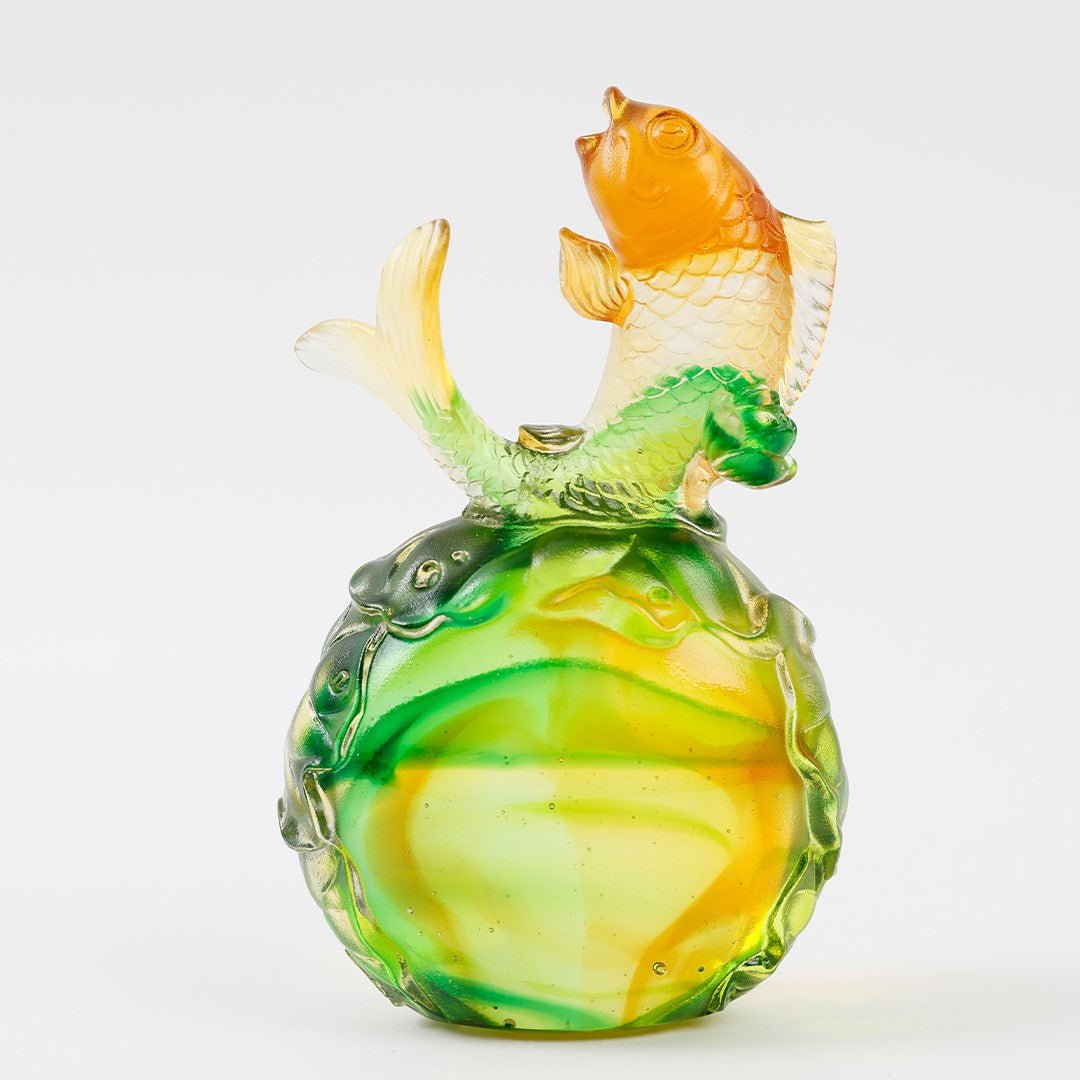 Crystal Fish, Koi Fish, Somersault To The Top - LIULI Crystal Art