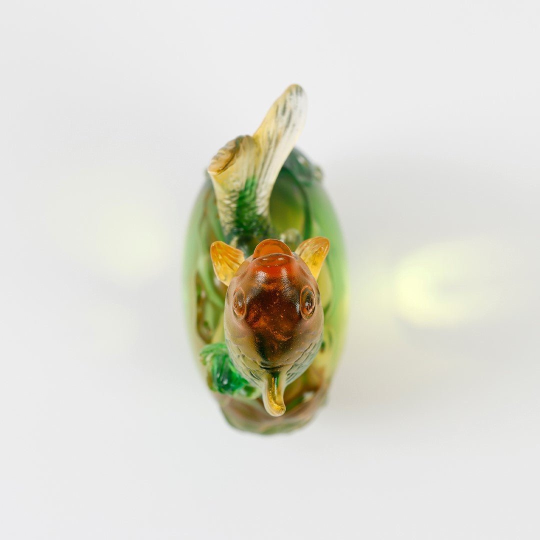 Crystal Fish, Koi Fish, Somersault To The Top - LIULI Crystal Art