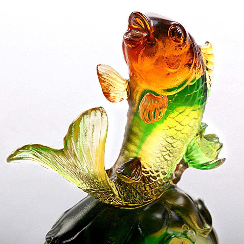 Crystal Fish, Koi Fish, Somersault To The Top - LIULI Crystal Art
