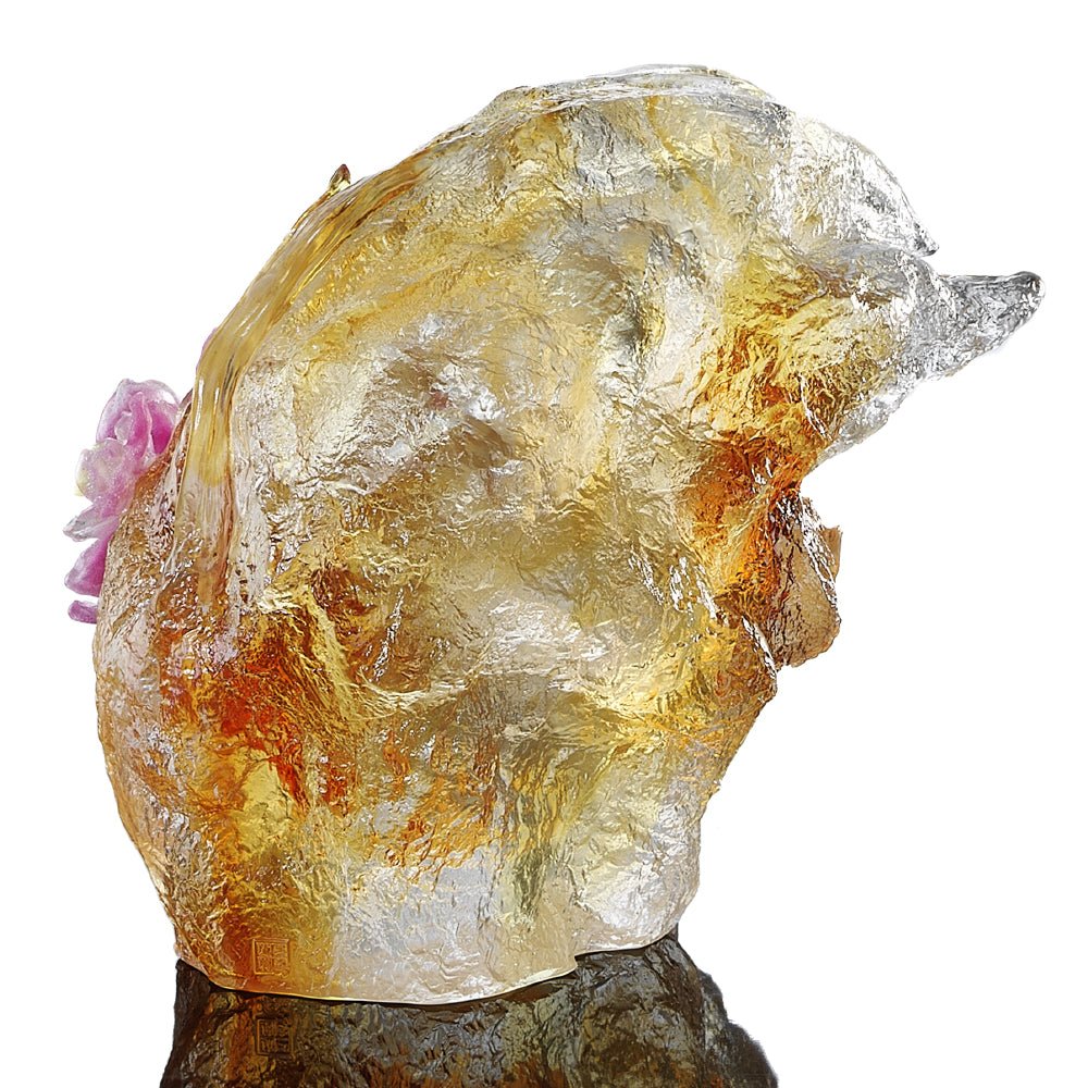 Crystal Floral Vase, Narcissus, Peach Blossom Spring-Narcissus Flower - LIULI Crystal Art