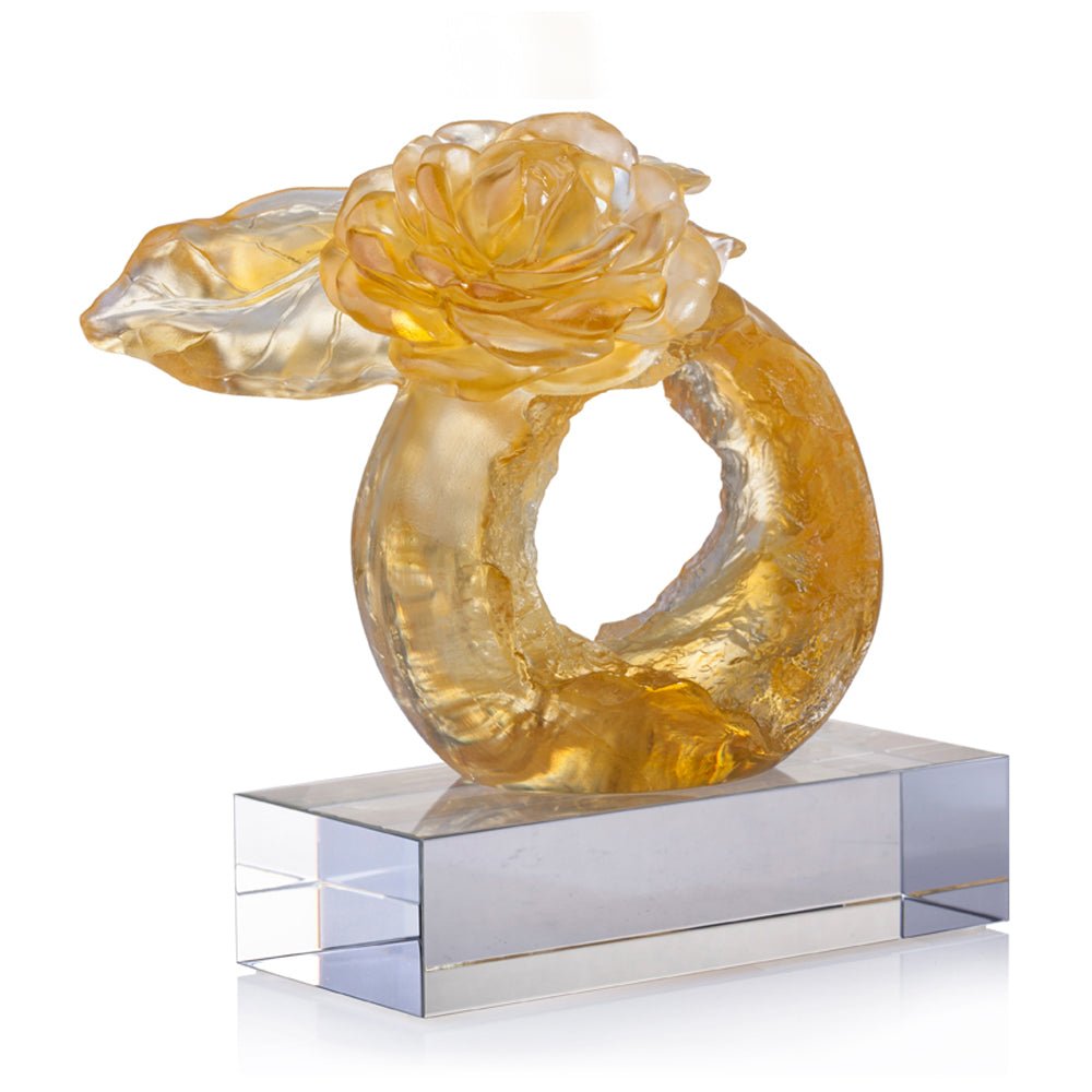 Crystal Flower, Camellia, Singular Elegance (Special Edition, Come with Display Base) - LIULI Crystal Art