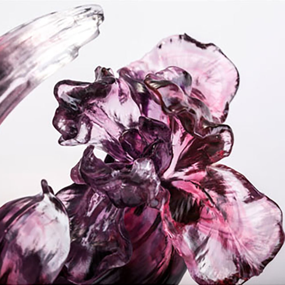 Crystal Flower, Iris, Arising through Contentment (Special Edition, Come with Display Base) - LIULI Crystal Art