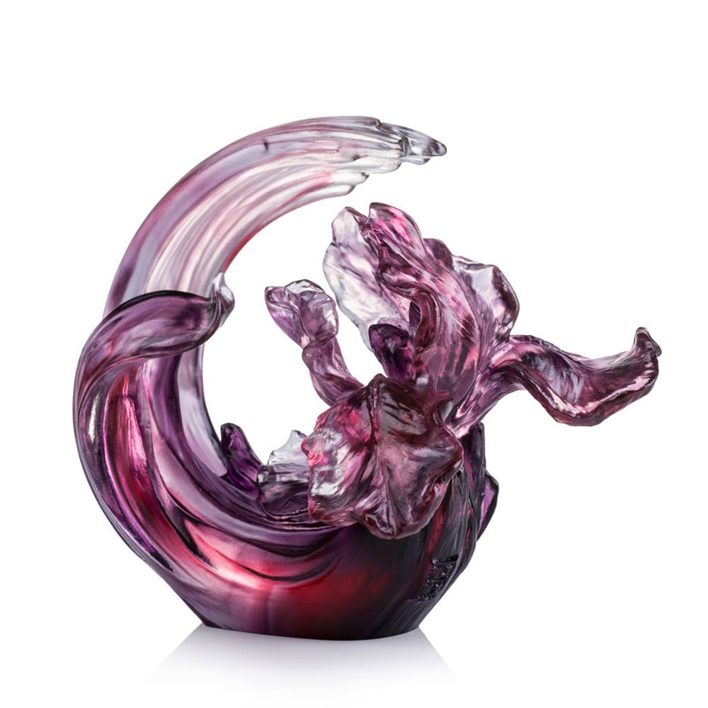Crystal Flower, Iris, Arising through Contentment (Special Edition, Come with Display Base) - LIULI Crystal Art