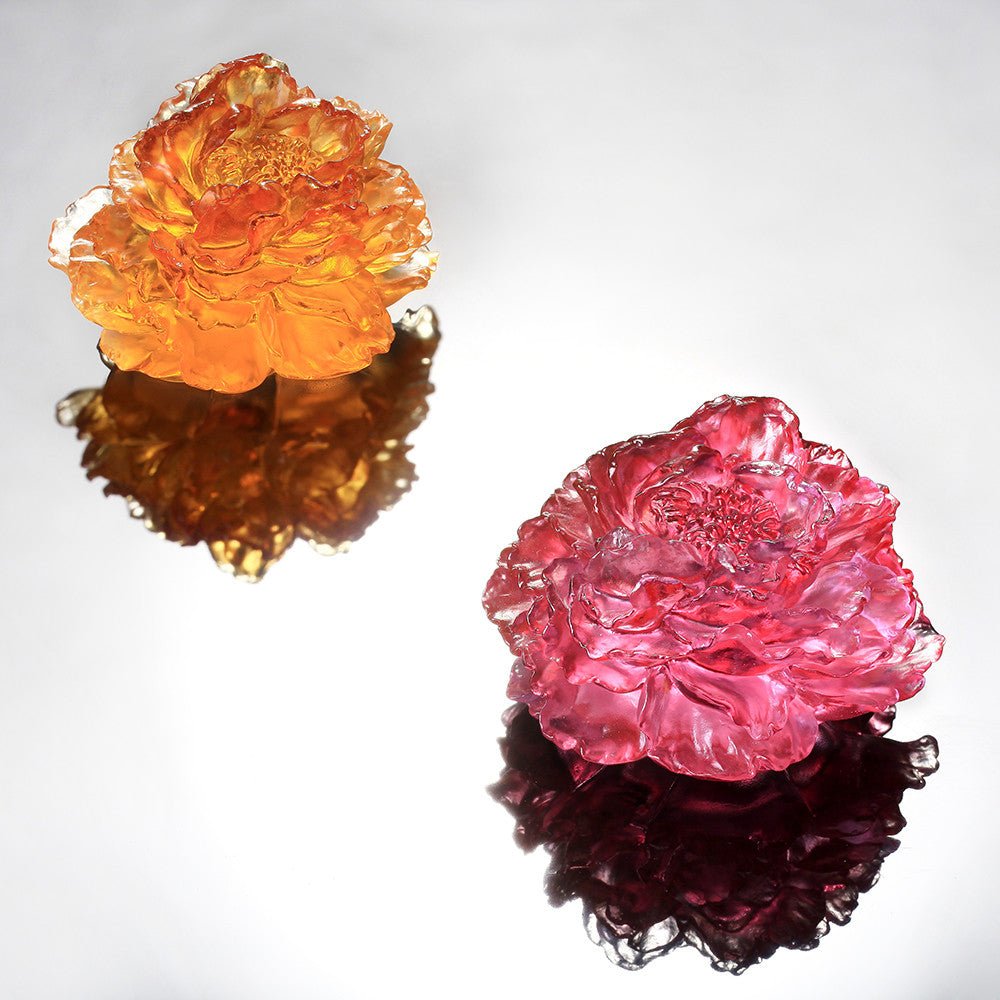 Crystal Flower, Peony, Prosperous Heart, Prosperous World - LIULI Crystal Art