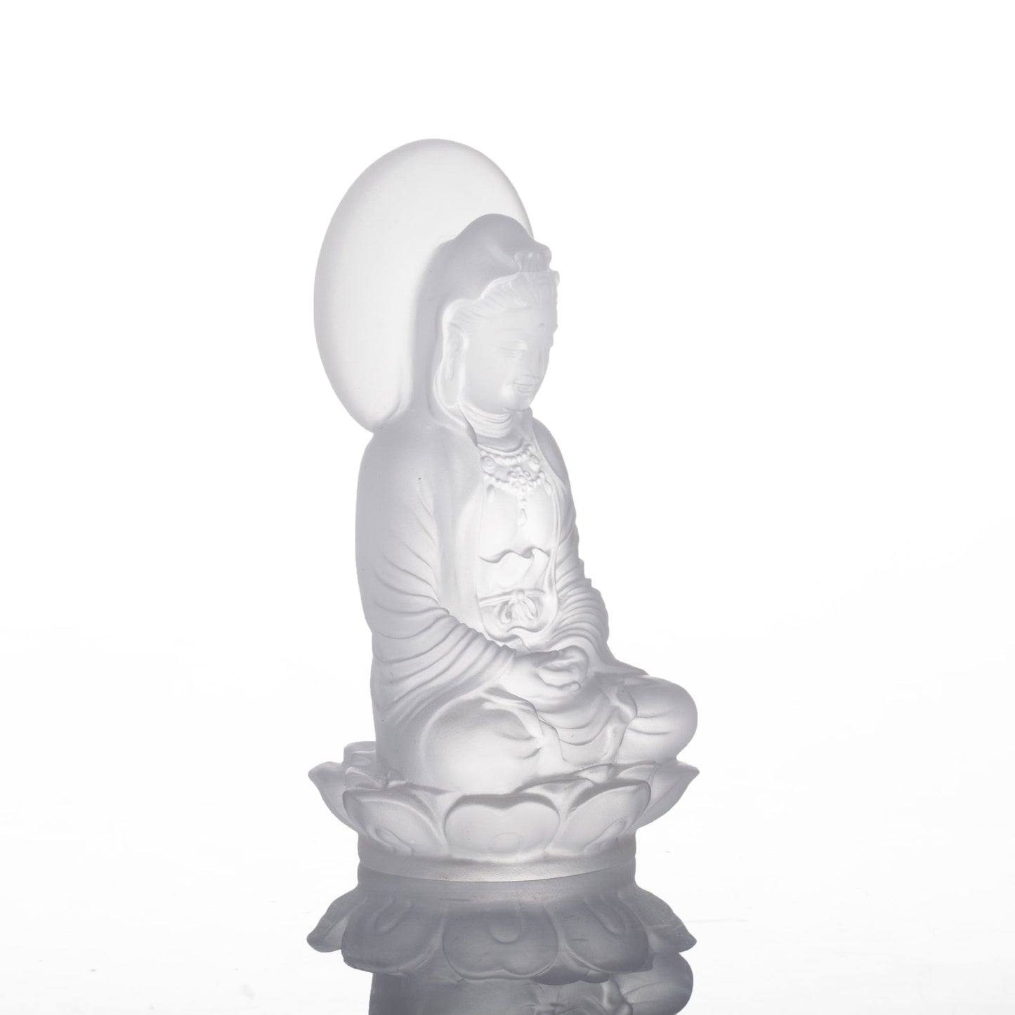 Crystal Guanyin Sculpture, Accompanied By Ease