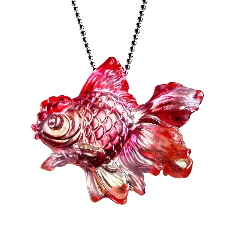 Crystal Necklace, Pendant, Goldfish, Upon the Heart - LIULI Crystal Art