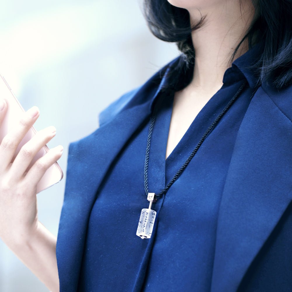 Crystal Necklace, Pendant, LIULI Prayer Wheel, Eternal Cycle of Compassion - LIULI Crystal Art