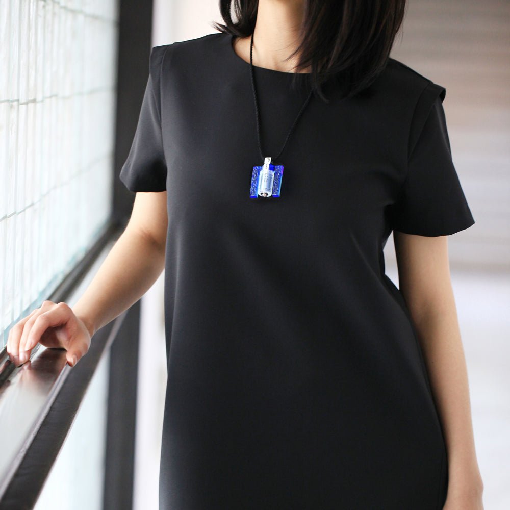 Crystal Necklace, Pendant, LIULI Prayer Wheel, Eternal Cycle of Compassion (Framed) - LIULI Crystal Art