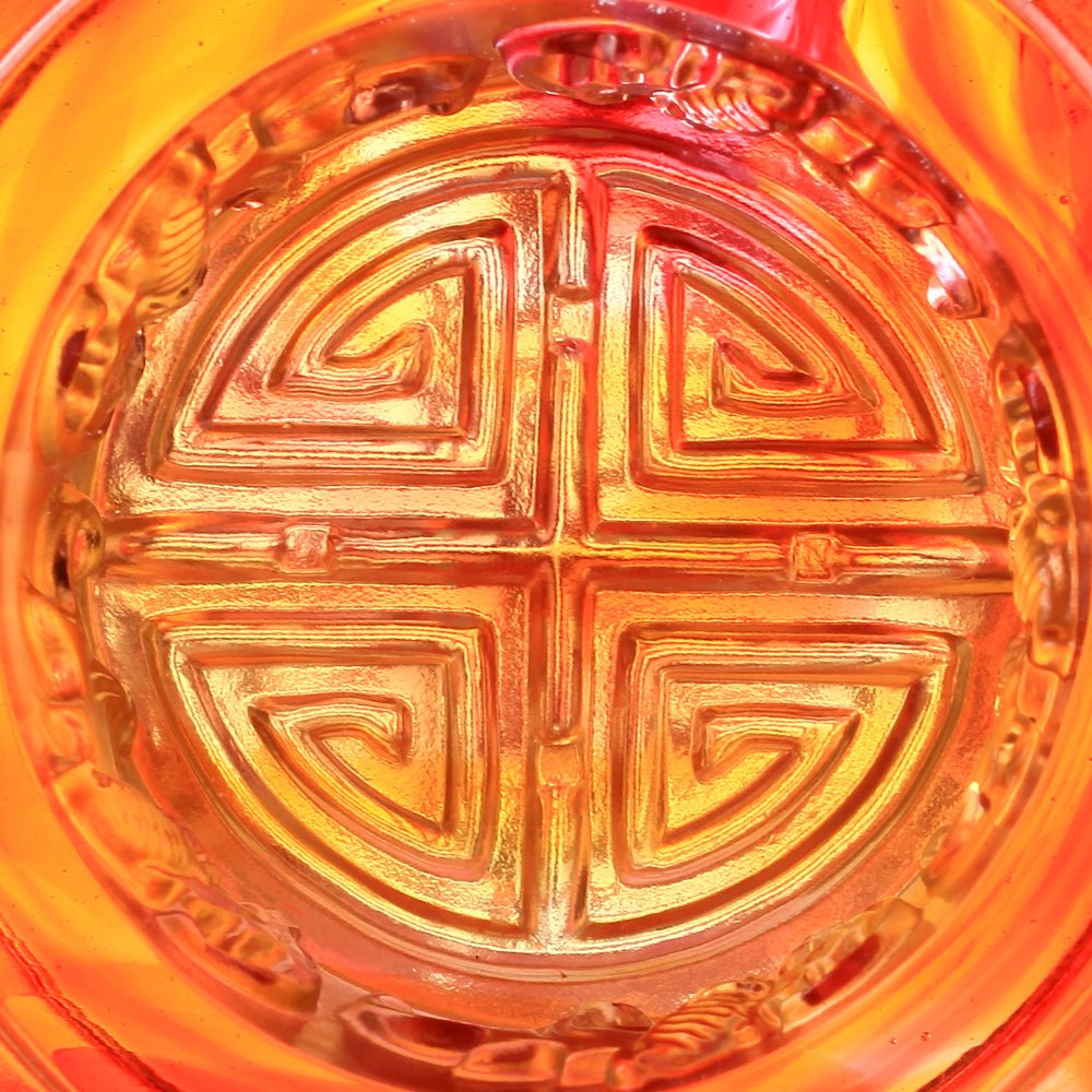 Crystal Peach Figurine, A Good Day, A Good Year, A Good Life - LIULI Crystal Art