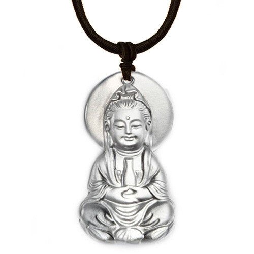 Crystal Pendant, Necklace, Guanyin, Omnipresent Serenity - LIULI Crystal Art