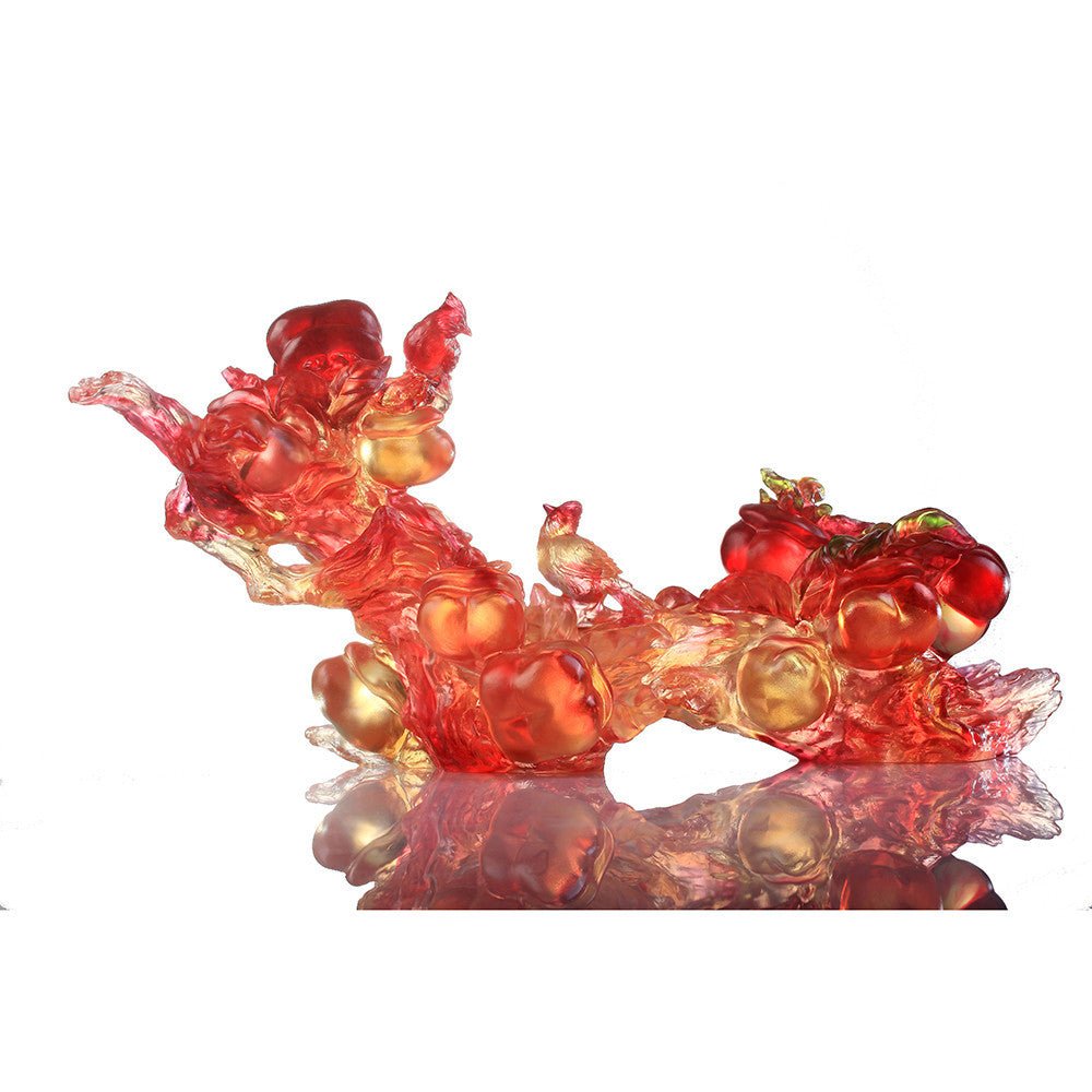 Crystal Ruyi Feng Shui with Magpie, Ruyi Charged with Joy - LIULI Crystal Art
