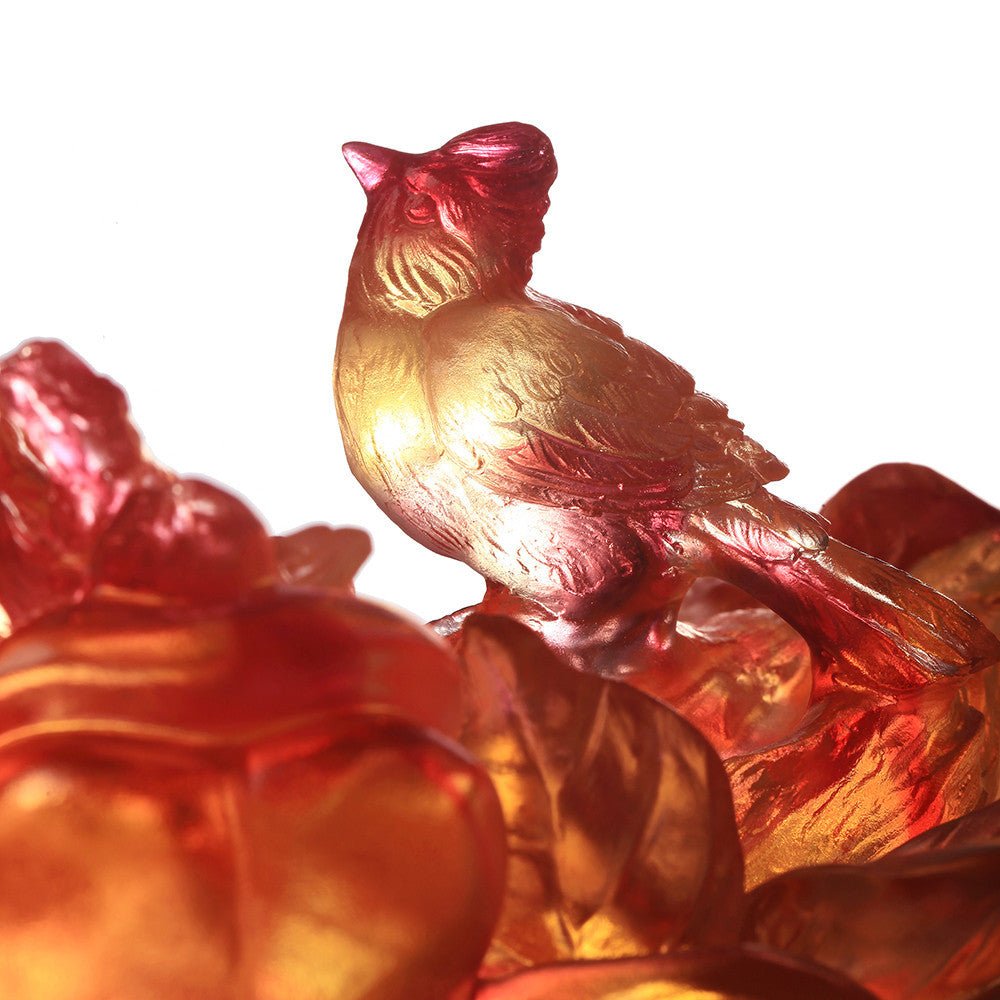 Crystal Ruyi Feng Shui with Magpie, Ruyi Charged with Joy - LIULI Crystal Art