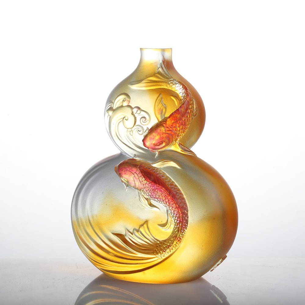 Crystal Sculpture, Hulu Gourd, Koi Fish, Waters of Abundance