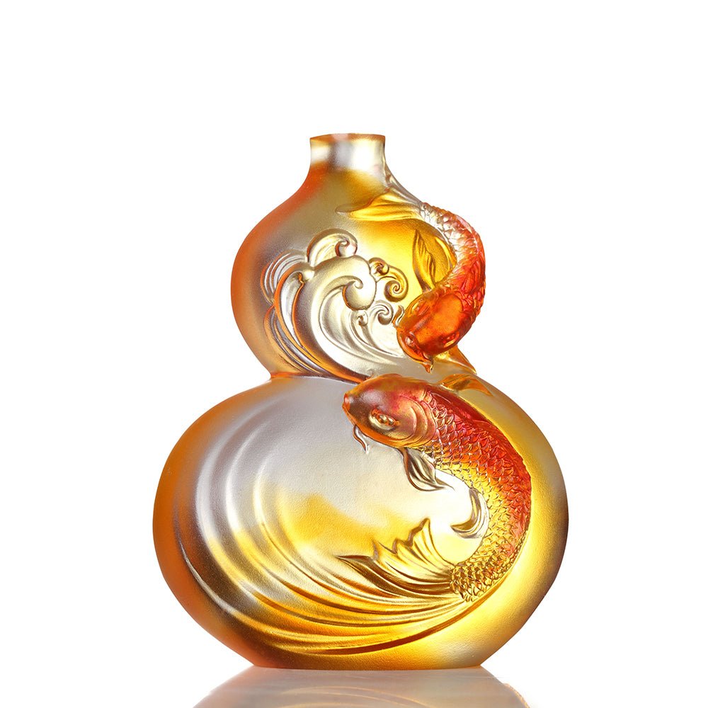 Crystal Sculpture, Hulu Gourd, Koi Fish, Waters of Abundance