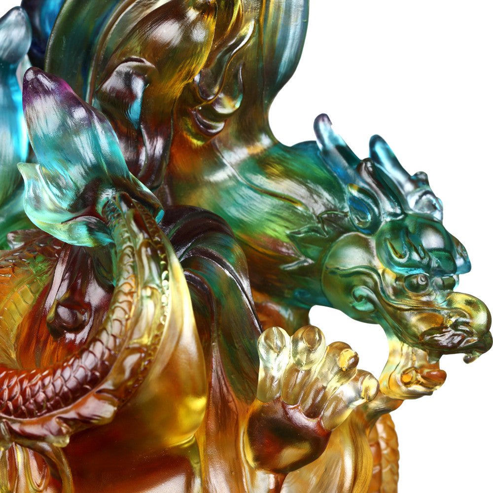 Crystal Treasure Vase, Feng Shui, Dragon of Fire Element, Fiery Illumination Baoping - LIULI Crystal Art