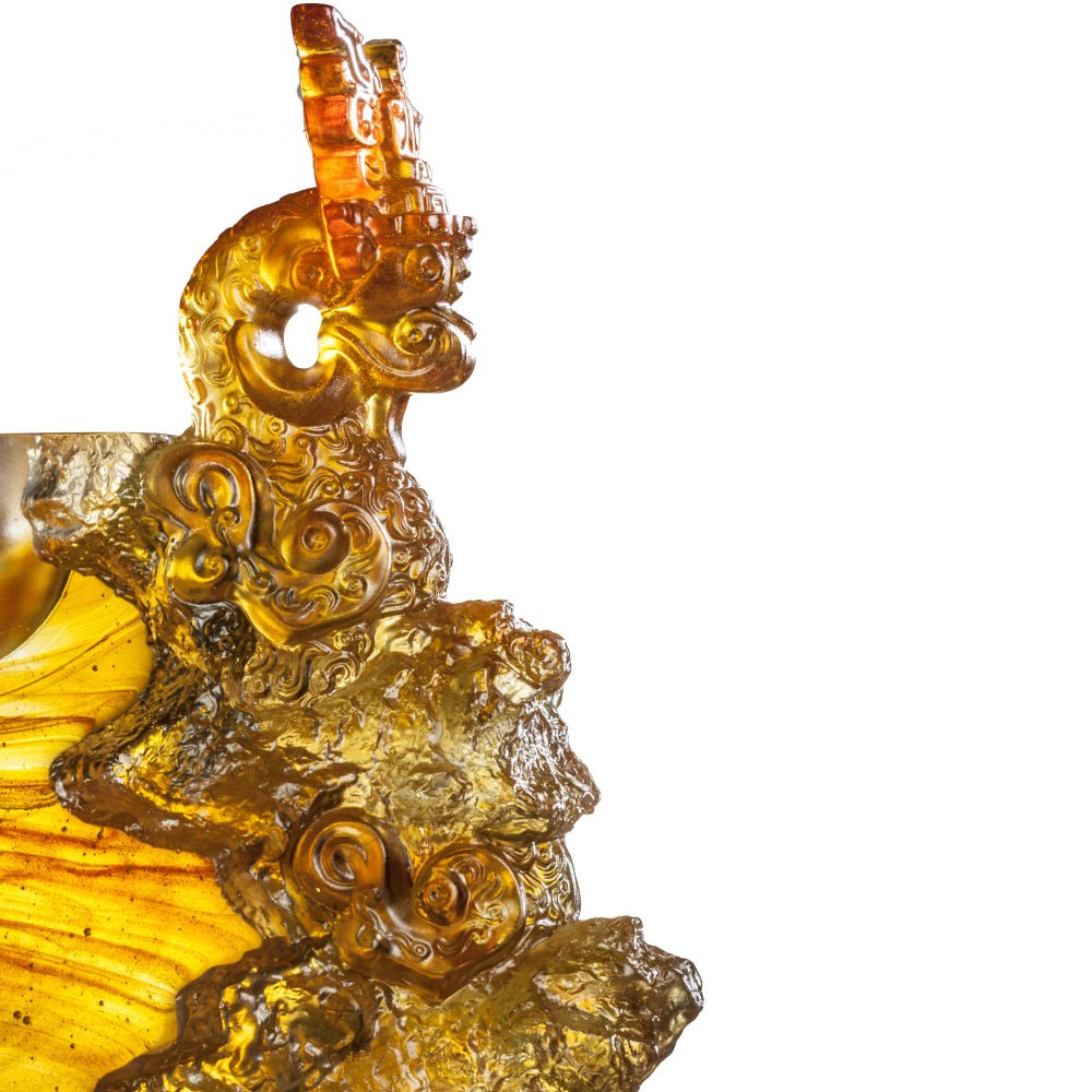 Crystal Vessel, Chinese Ding, Docility with Boldness-Ding of Dragon Rising - LIULI Crystal Art