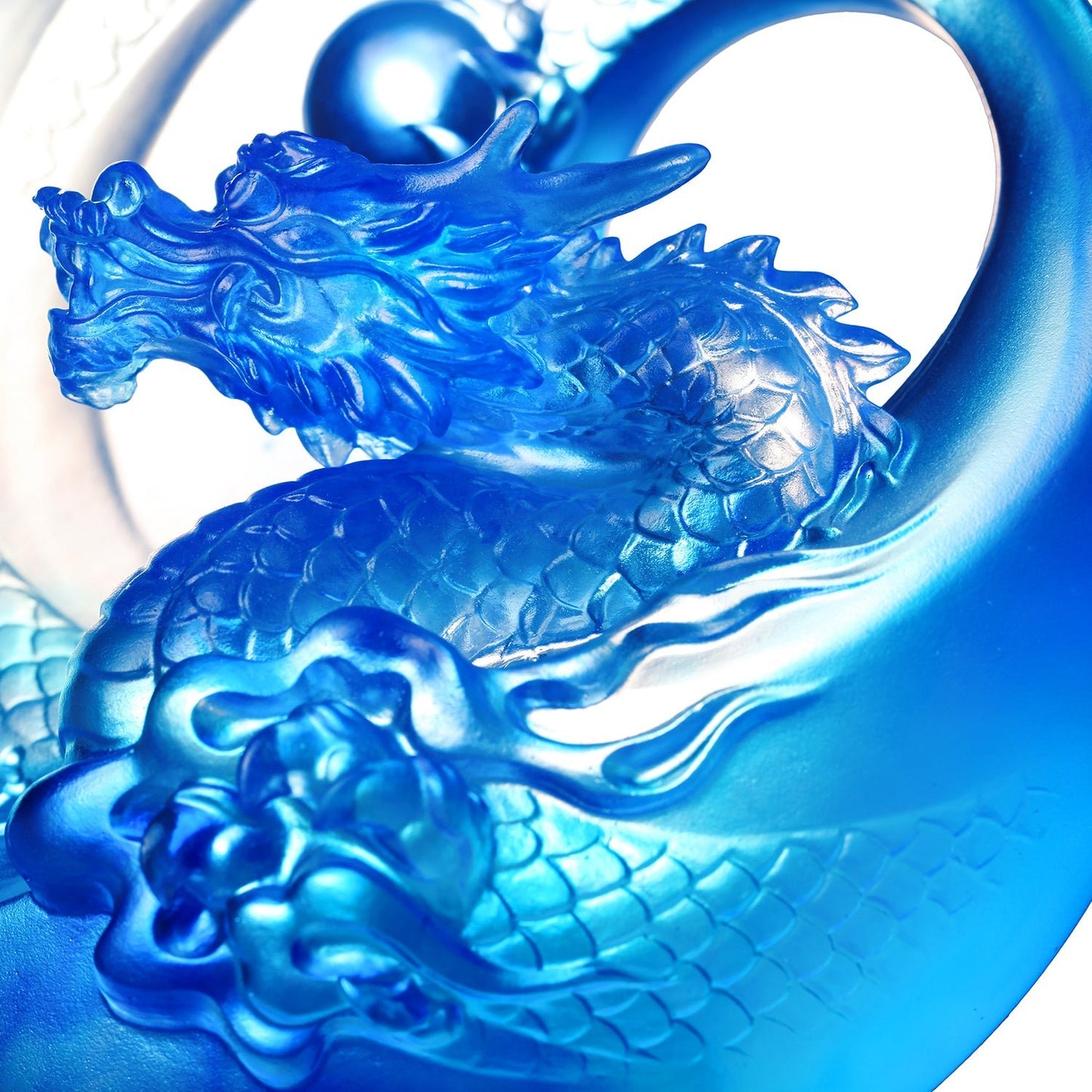 LIULI Crystal Art, Mythical Creature-Azure Dragon, Brilliant Sun - Rise - LIULI Crystal Art
