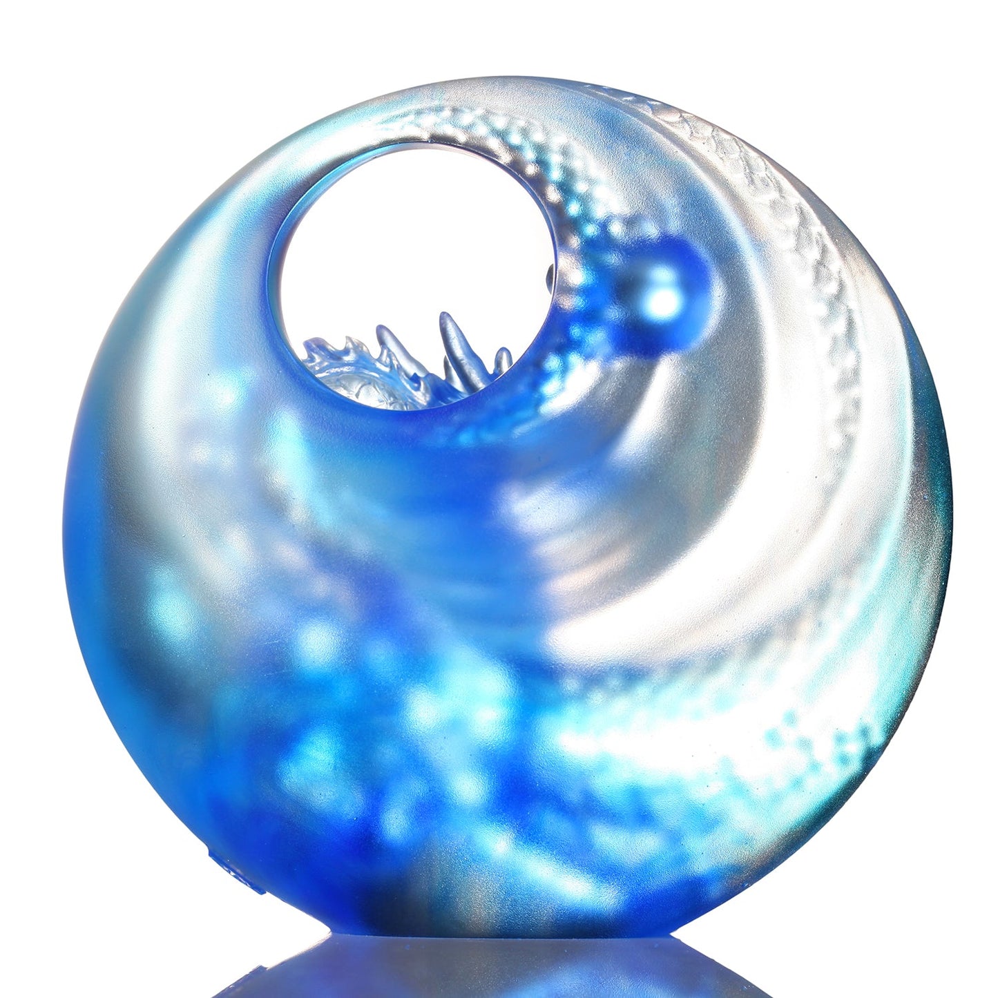 LIULI Crystal Art, Mythical Creature-Azure Dragon, Brilliant Sun - Rise - LIULI Crystal Art