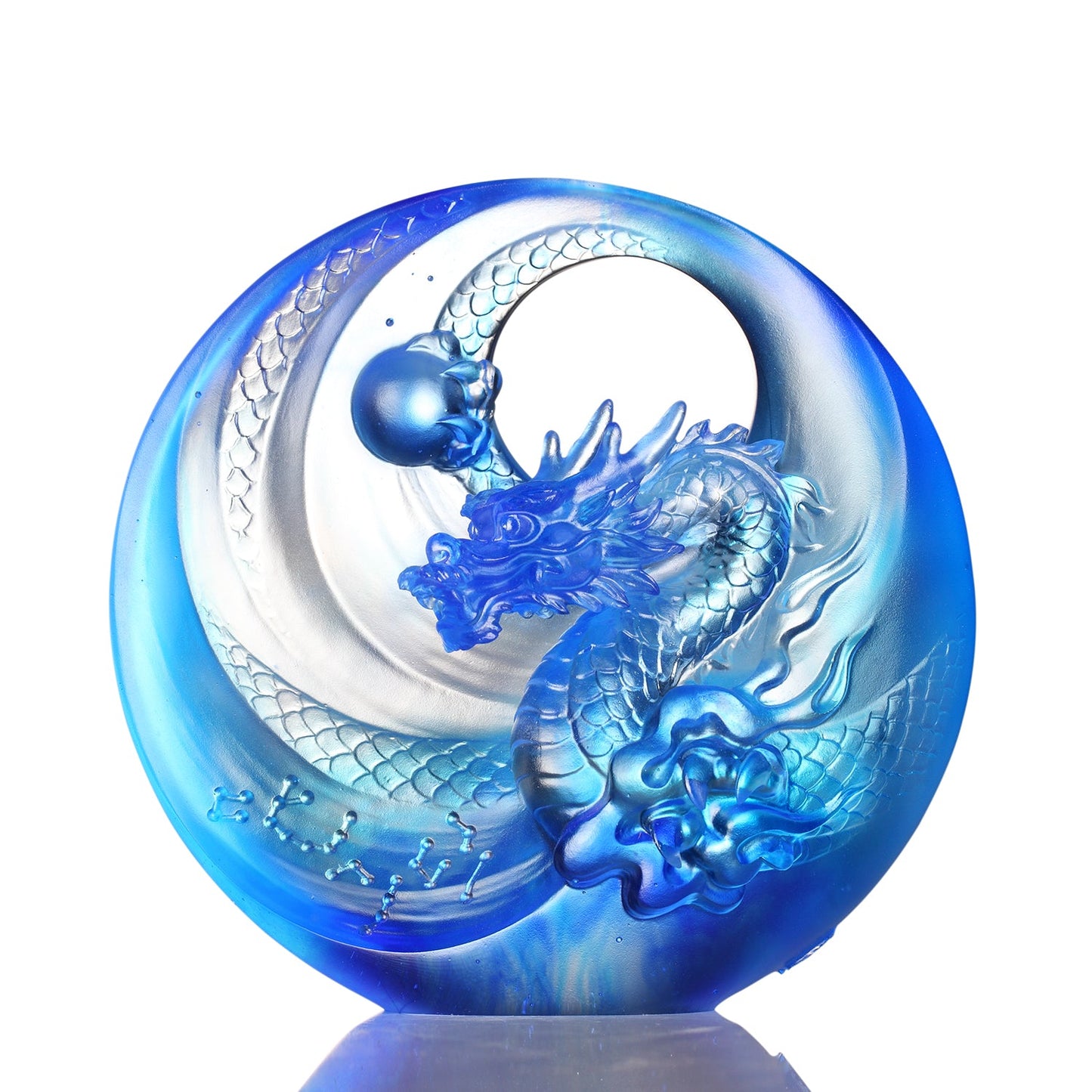 LIULI Crystal Art, Mythical Creature-Azure Dragon, Brilliant Sun - Rise - LIULI Crystal Art