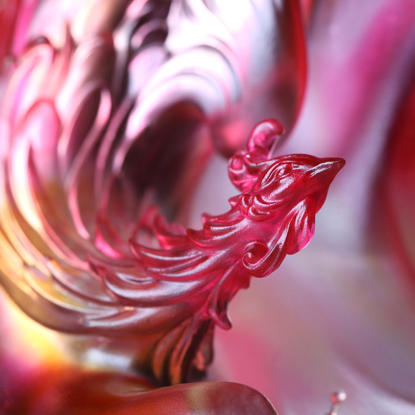 LIULI Crystal Art, Mythical Creature, Vermillion Bird - Illuminate - LIULI Crystal Art
