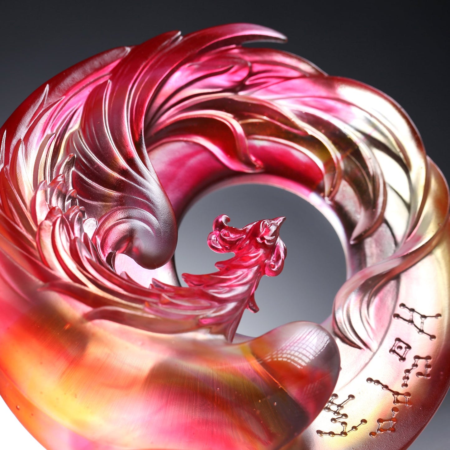 LIULI Crystal Art, Mythical Creature, Vermillion Bird - Illuminate - LIULI Crystal Art
