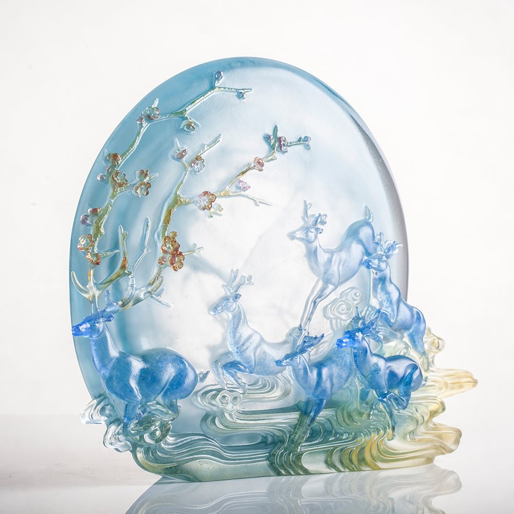 LIULI Crystal Deer Statue Song of Triumph - LIULI Crystal Art