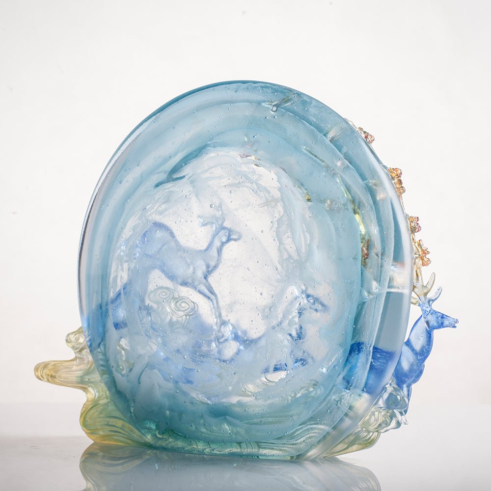 LIULI Crystal Deer Statue Song of Triumph - LIULI Crystal Art