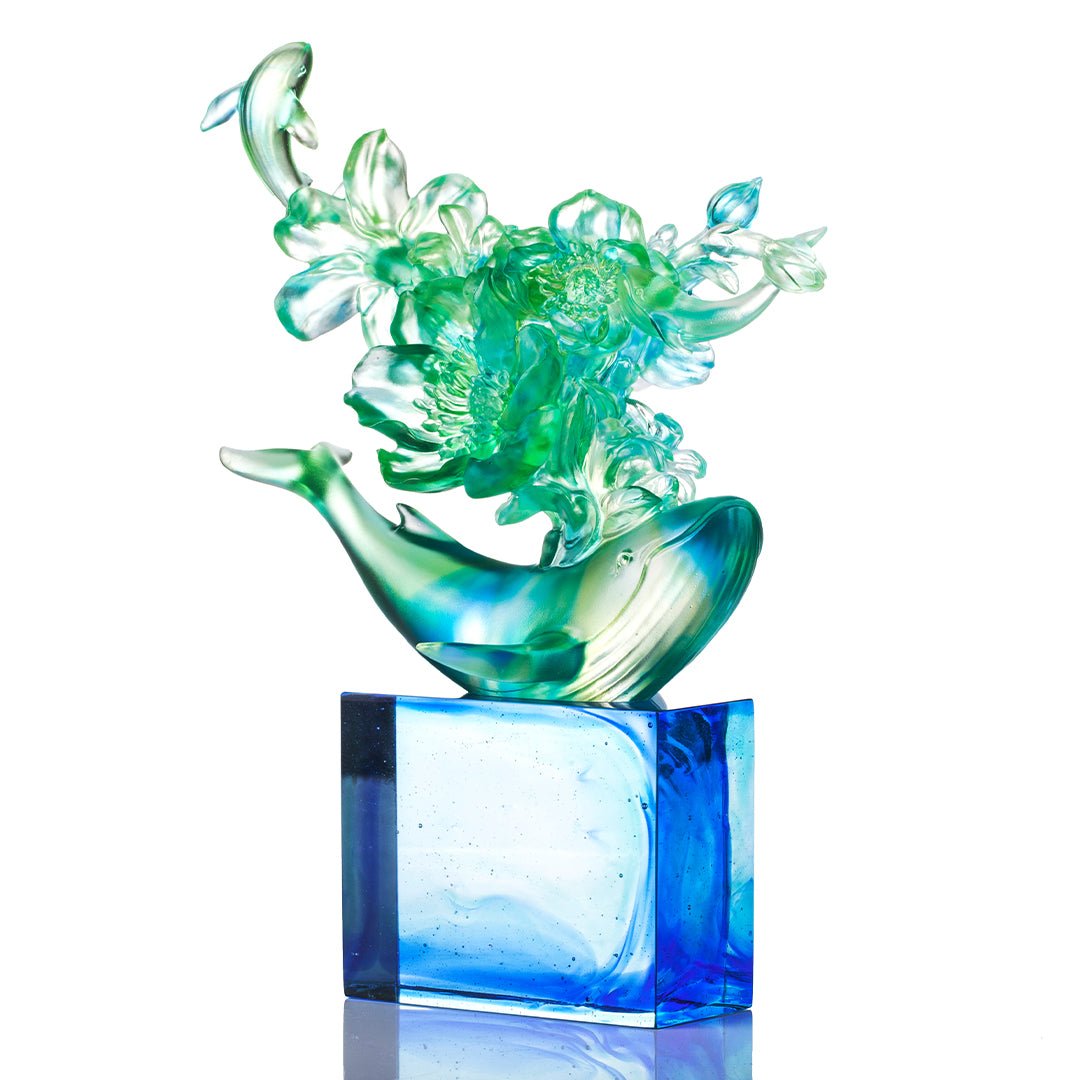 LIULI Crystal Flower Whale Journey of Kun