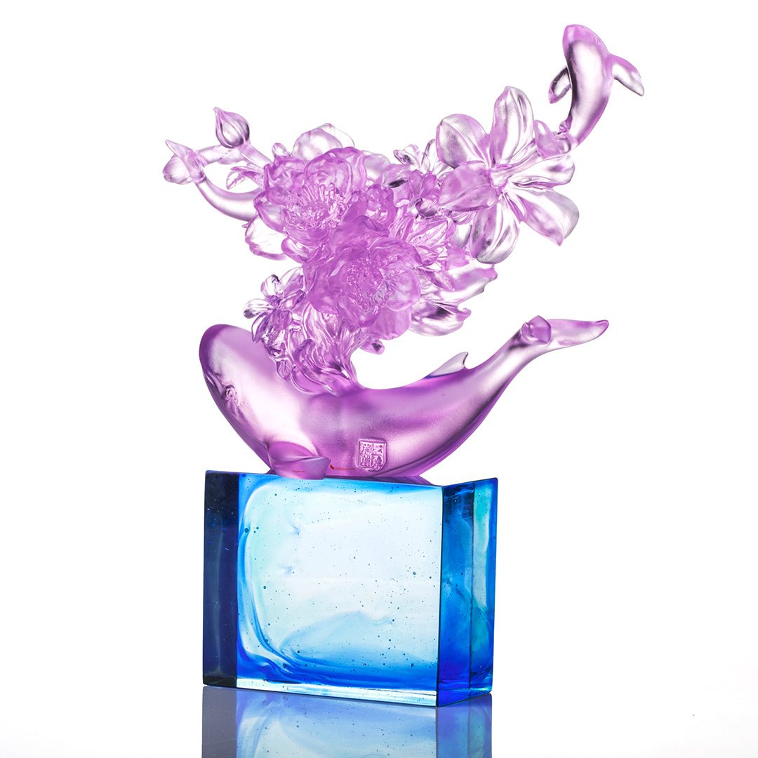 LIULI Crystal Flower Whale Journey of Kun