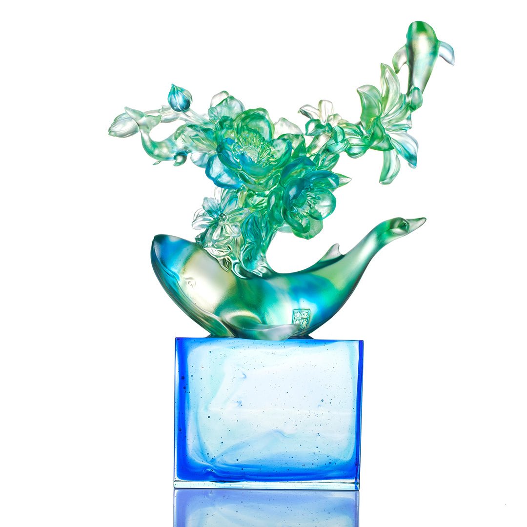LIULI Crystal Flower Whale Journey of Kun