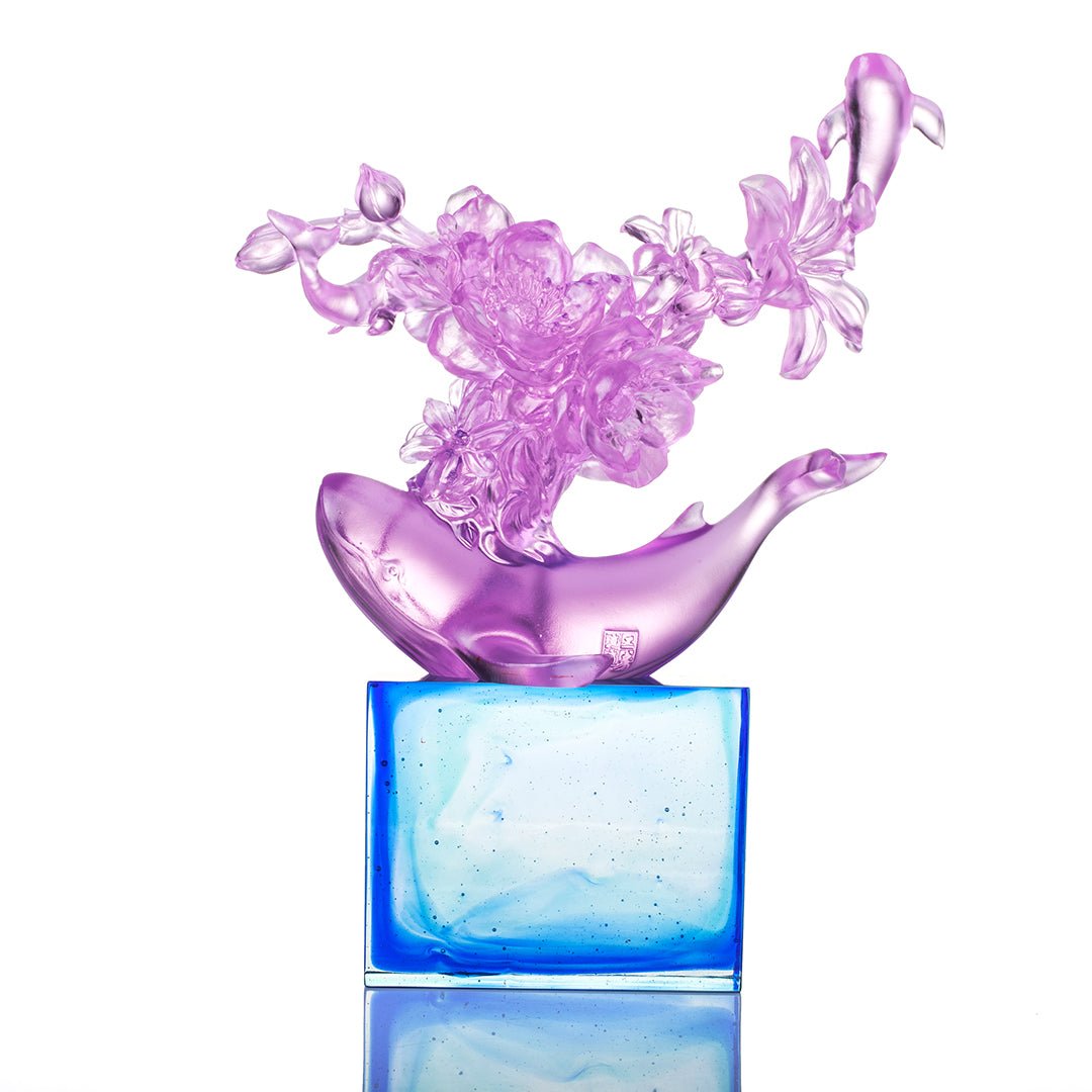 LIULI Crystal Flower Whale Journey of Kun