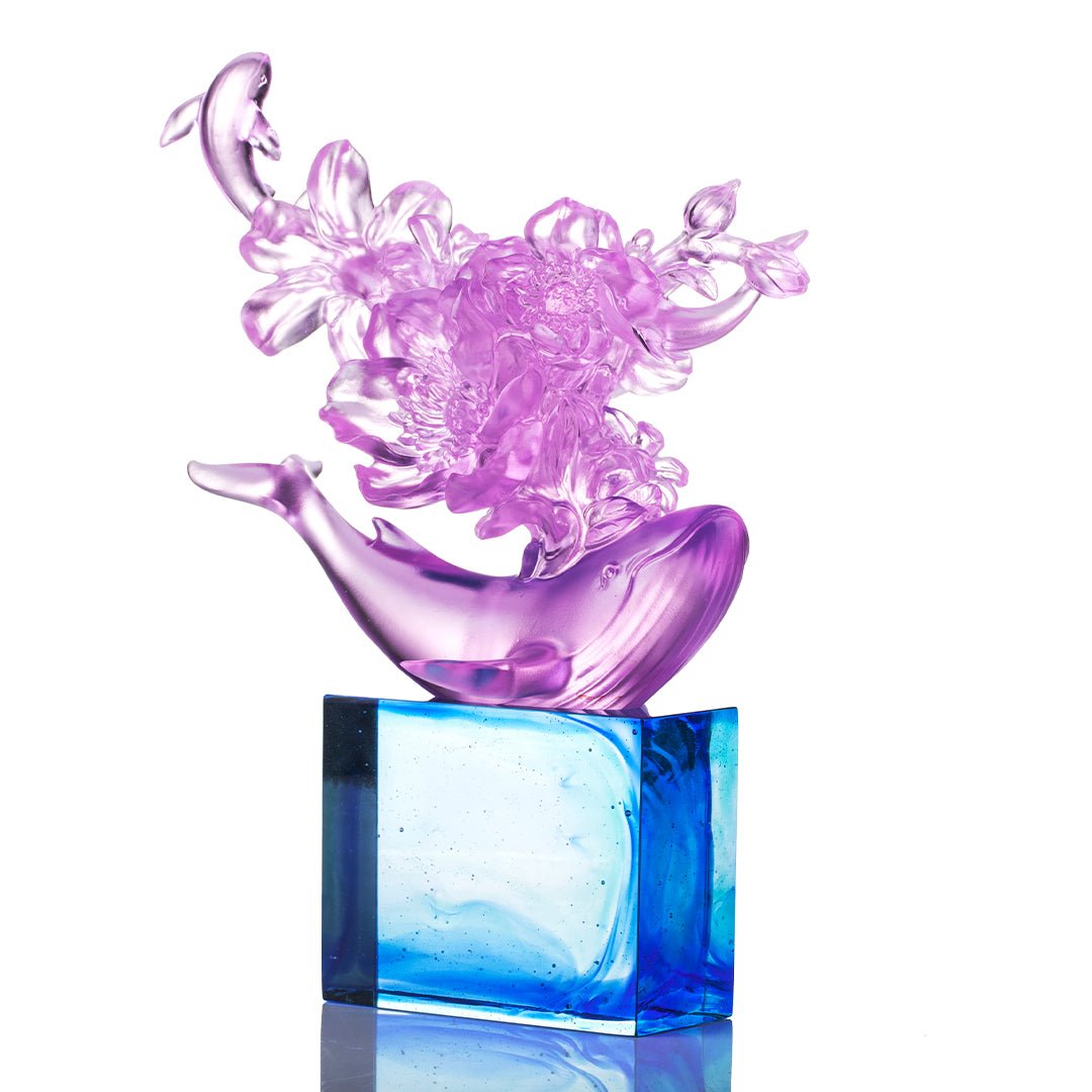 LIULI Crystal Flower Whale Journey of Kun