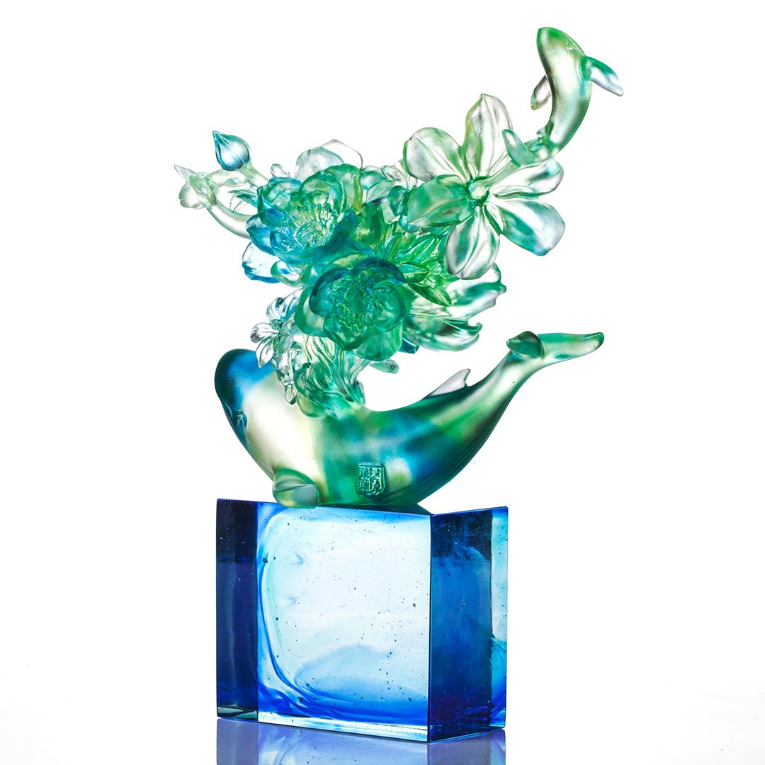 LIULI Crystal Flower Whale Journey of Kun