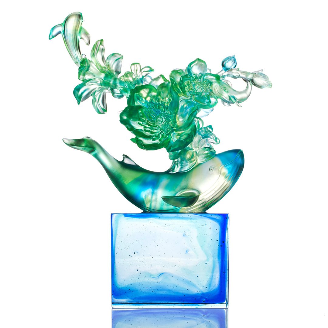 LIULI Crystal Flower Whale Journey of Kun