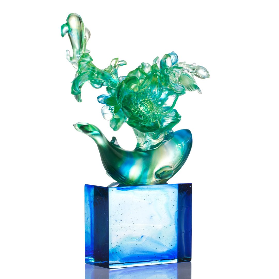 LIULI Crystal Flower Whale Journey of Kun
