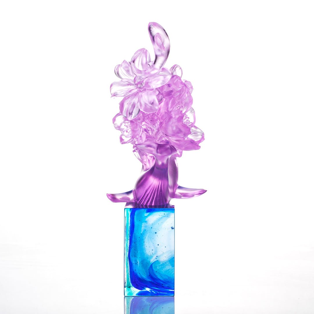 LIULI Crystal Flower Whale Journey of Kun