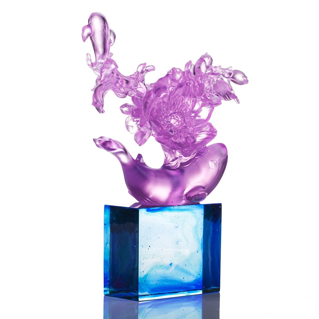 LIULI Crystal Flower Whale Journey of Kun