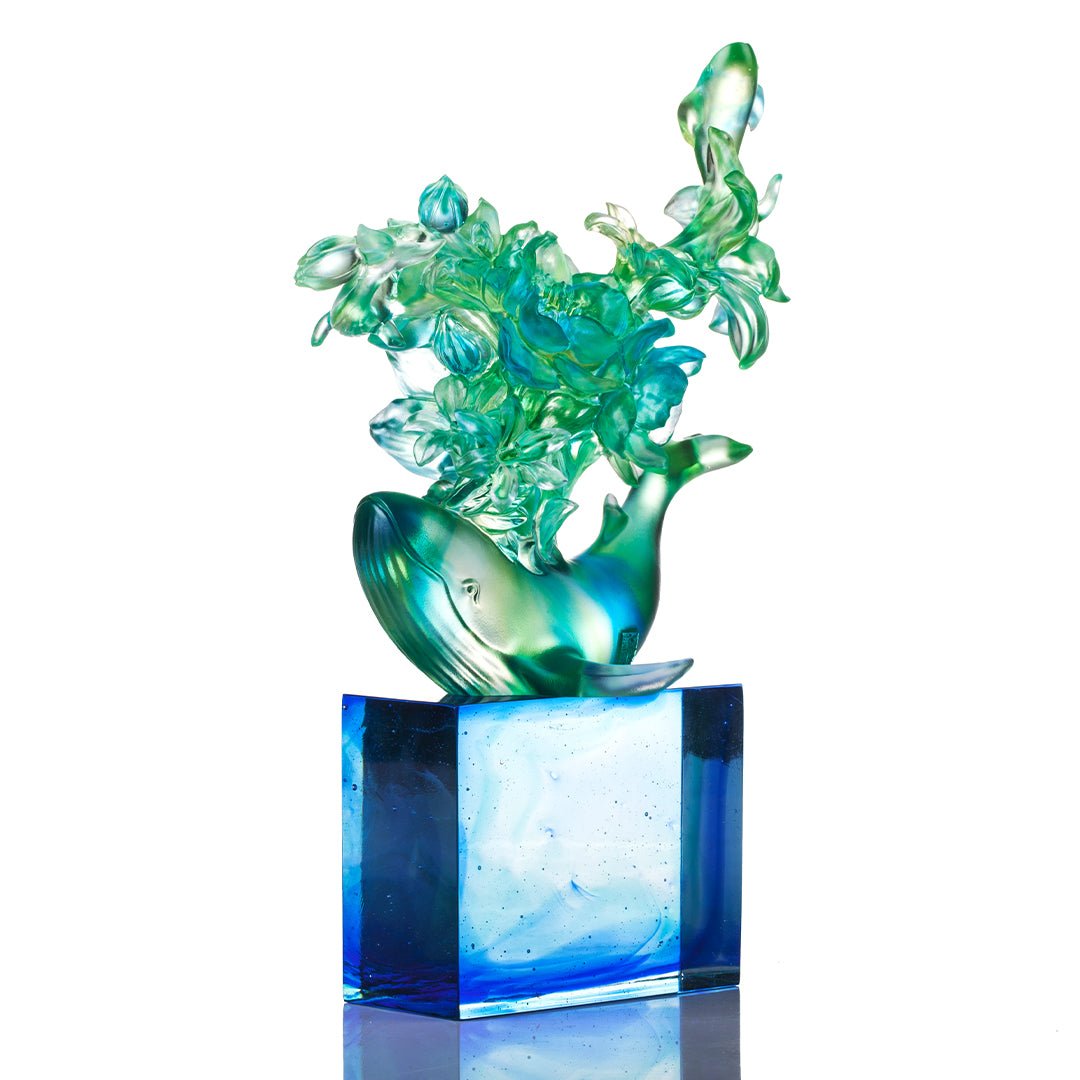 LIULI Crystal Flower Whale Journey of Kun