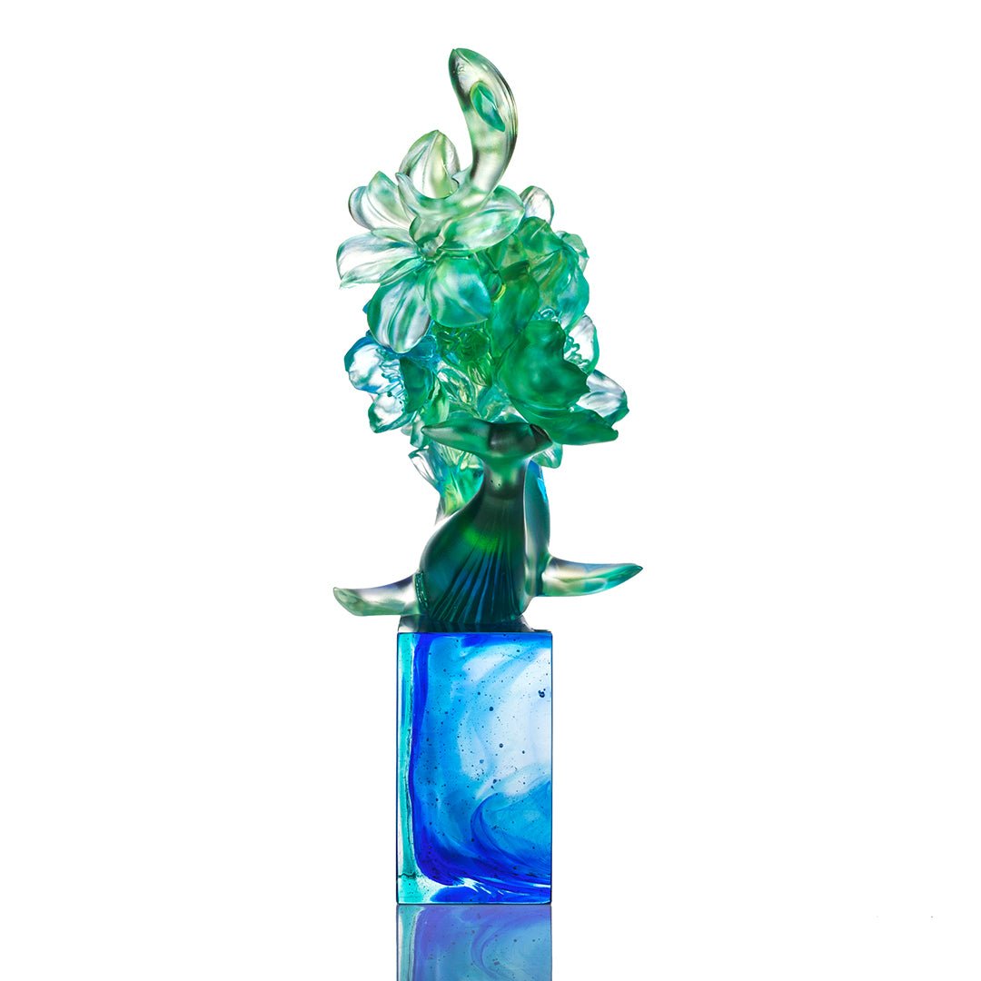 LIULI Crystal Flower Whale Journey of Kun