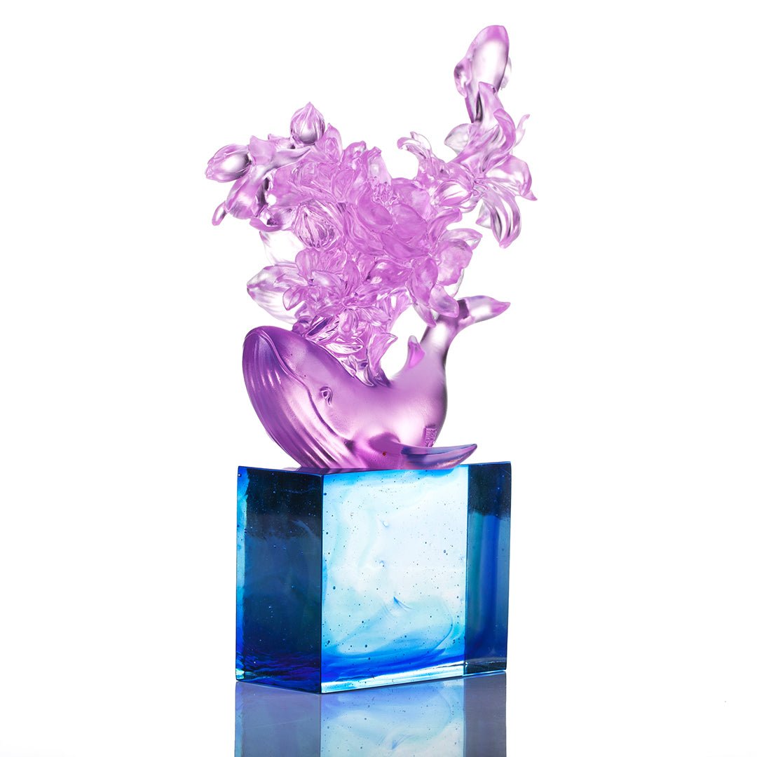 LIULI Crystal Flower Whale Journey of Kun