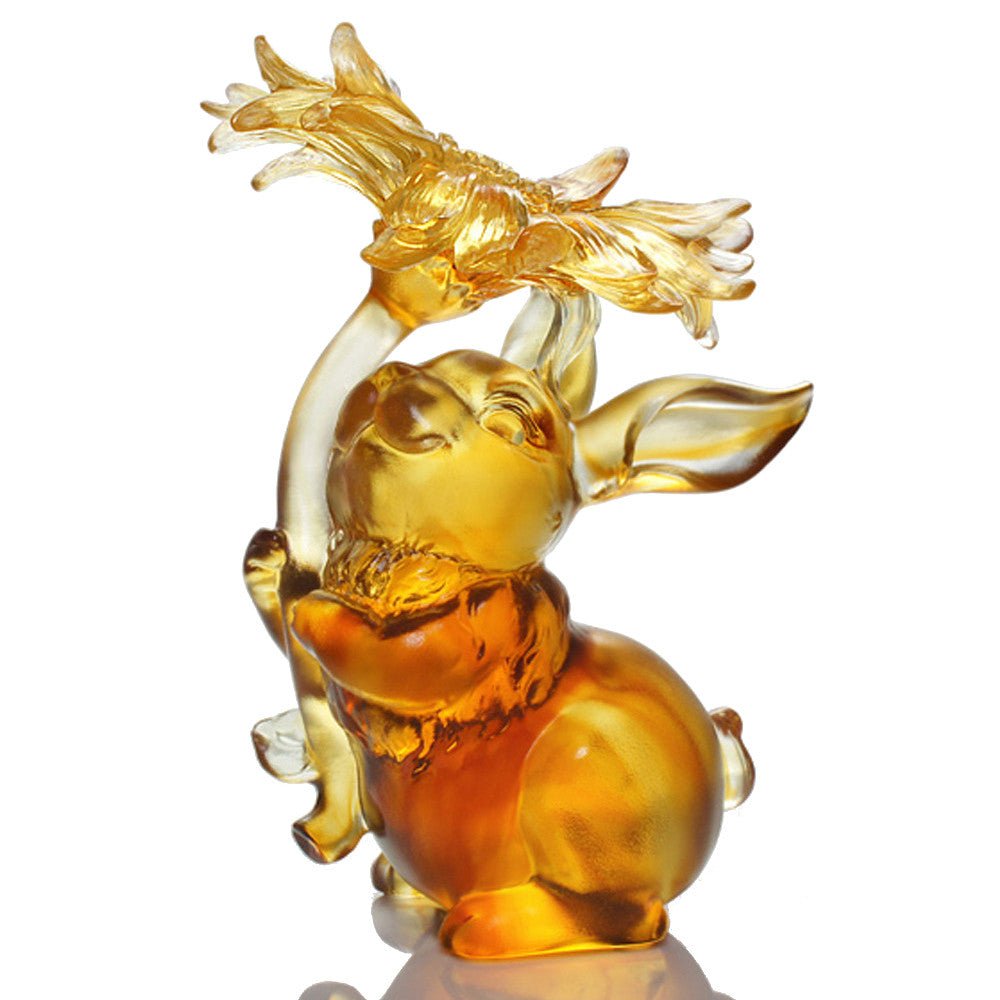 Spectacular Blossom of Mine (Success) - Crystal Bunny Rabbit Figurine - LIULI Crystal Art