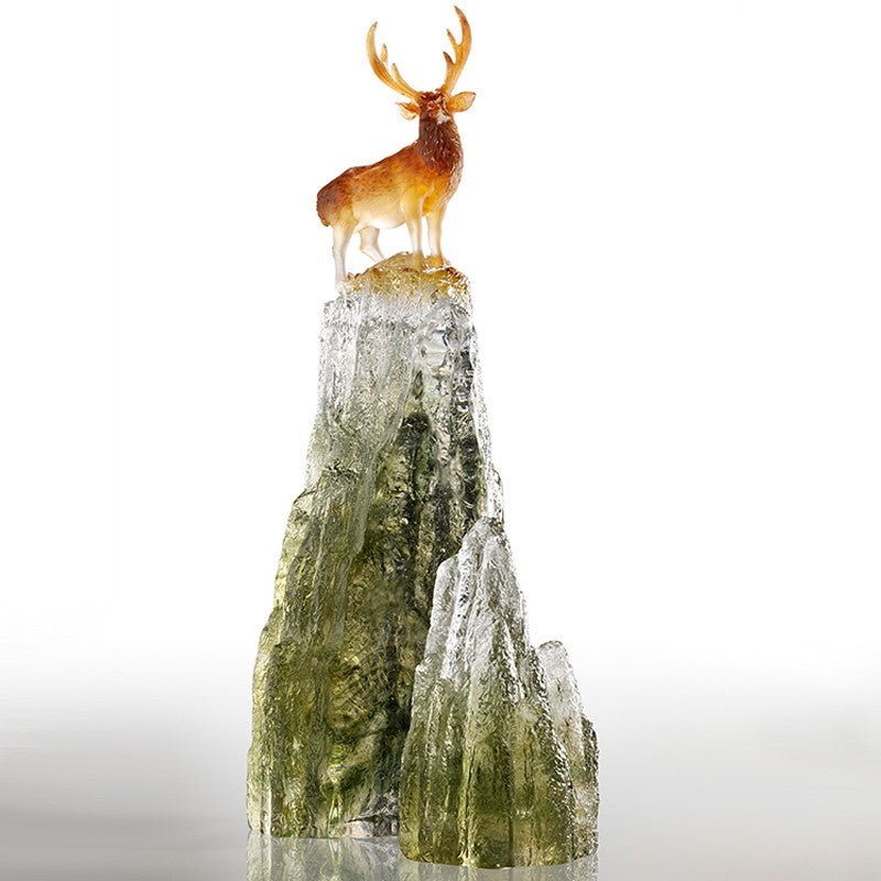 Taiwan Sambar Deer - Auspicious Summit (Ambition) - Deer Figurine - LIULI Crystal Art