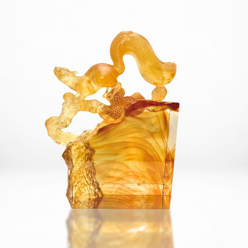 LIULI Crystal, Squirrel Sculpture, Ready, Set, Spring!
