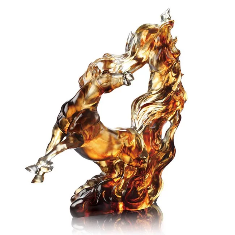 LIULI Crystal Horse Figurine, Prosperous Honor (Authority and Respect)