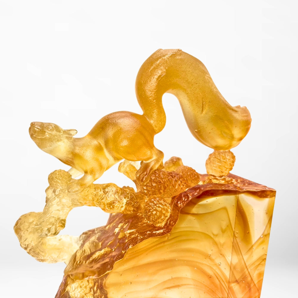 LIULI Crystal, Squirrel Sculpture, Ready, Set, Spring!