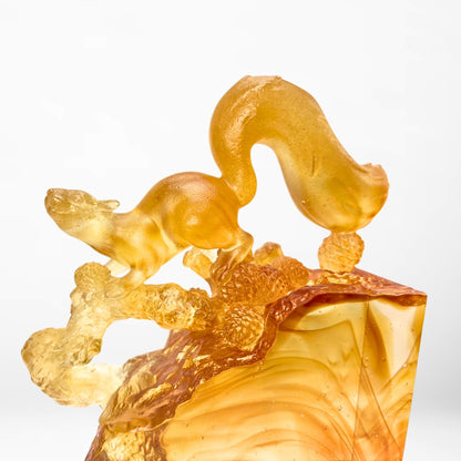 LIULI Crystal, Squirrel Sculpture, Ready, Set, Spring!