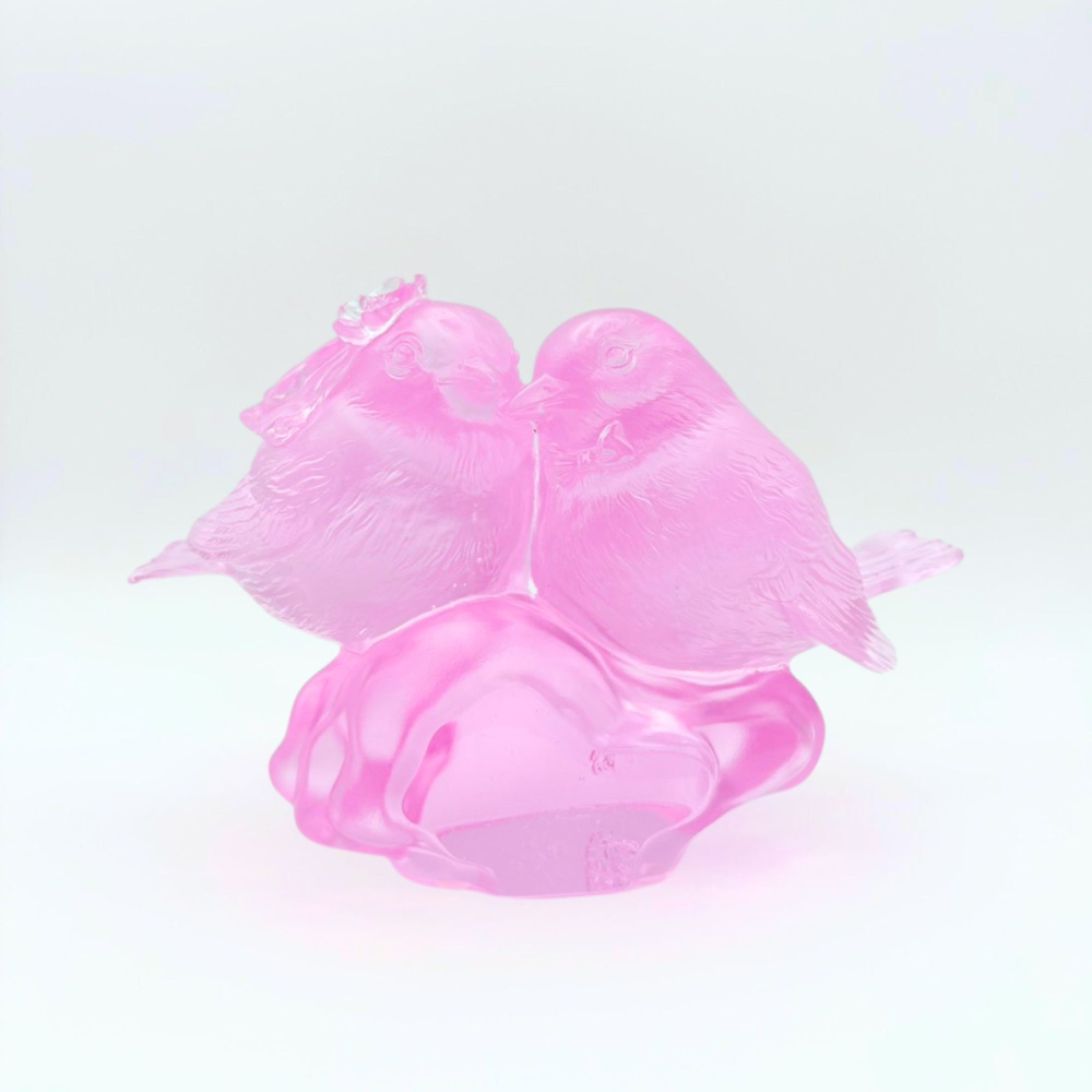 LIULI Crystal, Bird Sculpture | Our Happiness (Purple/Red clear)