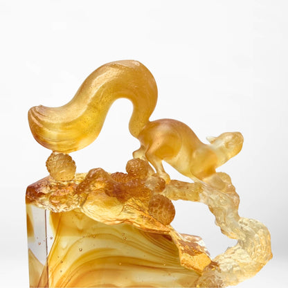 LIULI Crystal, Squirrel Sculpture, Ready, Set, Spring!