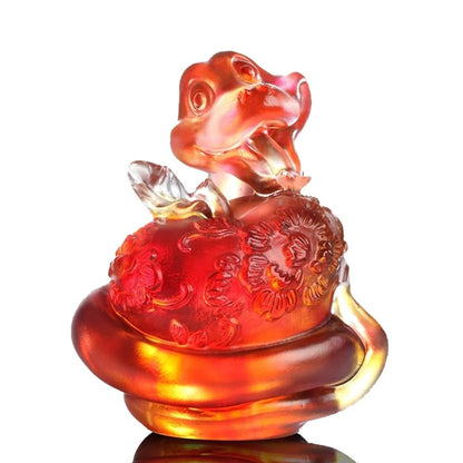 - Crystal Snake Figurine (Zodiac, Playful) - "A Flowery World of Happiness"