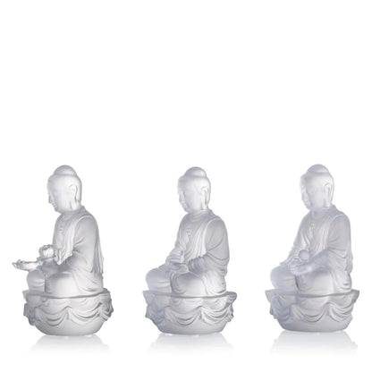 Crystal Buddha, Amitabha, Shakyamuni, Medicine, Guardians of Peace (Set of 3)